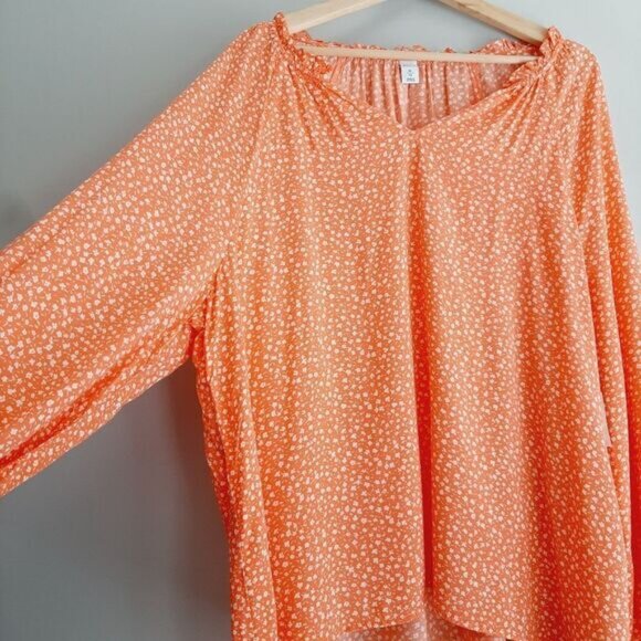 OLD NAVY Long Sleeve Light Flowy Pink Ditsy Floral Blouse Sz XL - Picture 5 of 13